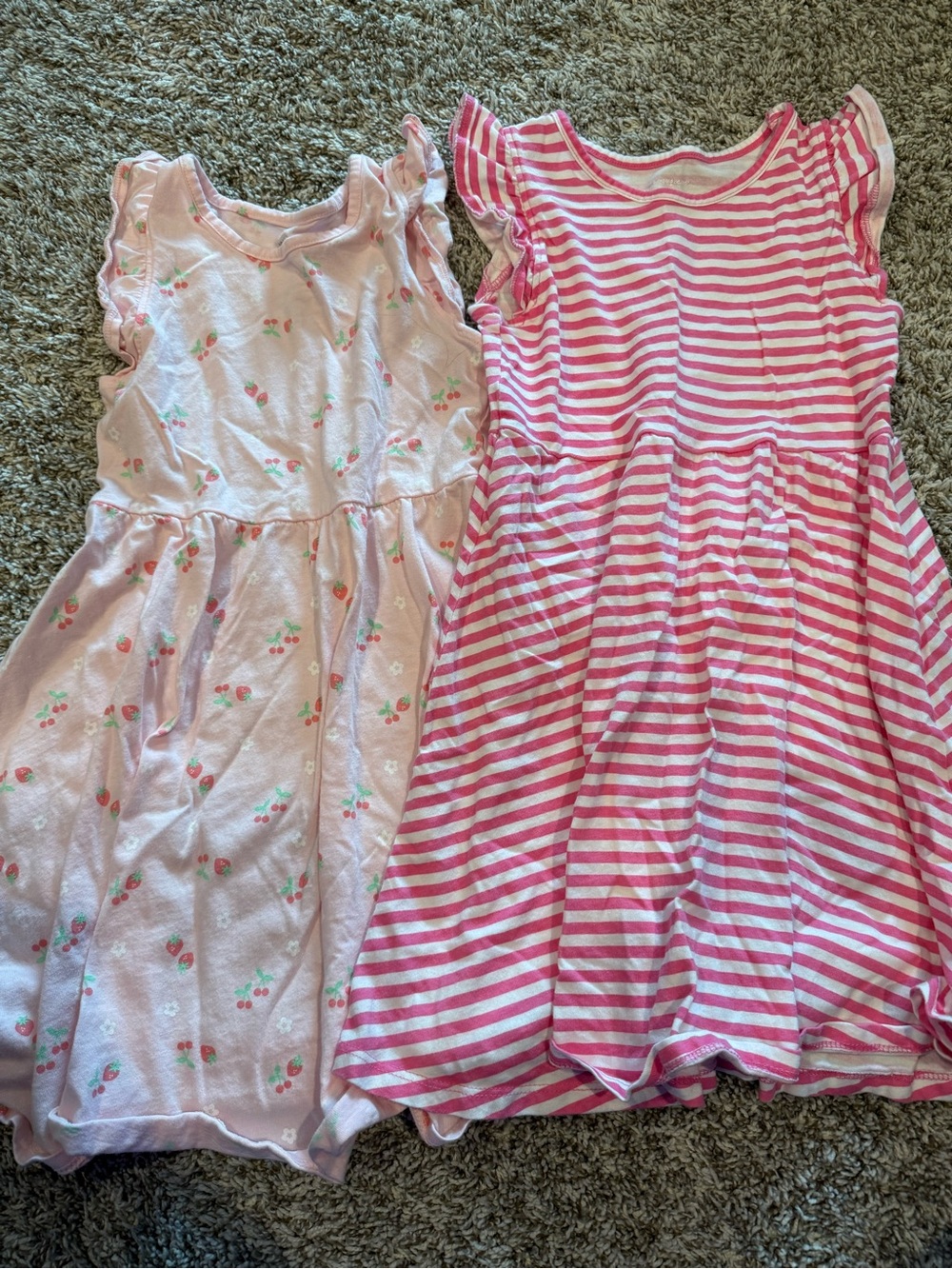 jumping beans Pink Striped & Light Pink Cherry Print Dresses
